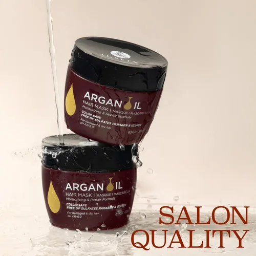 Vista 3 de Luseta - Máscara capilar de aceite de argán para cabello dañado, acondicionador, engrosamiento profundo para cabello fino, hidrata para cabello