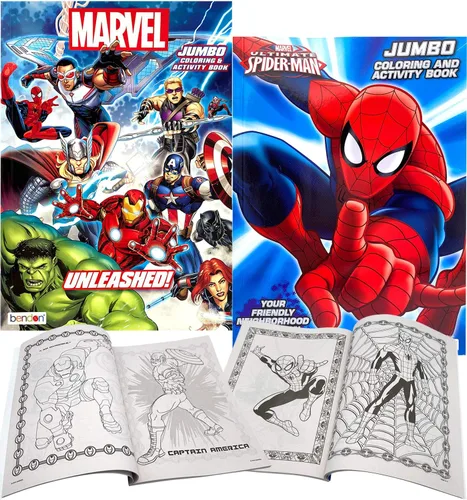 Vista 2 de Marvel Superheroes Avengers, Spiderman Ultimate Fun Arts Crafts - Juego de calcomanías para colorear y actividades, papel perforado, juego educativo