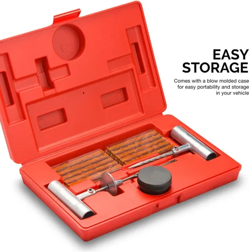 Vista 5 de Tooluxe 50002L - Kit de reparación universal de neumáticos de alta resistencia con enchufes, kit de reparación de neumáticos planos, ideal