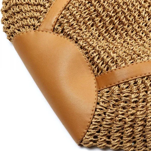 Vista 3 de Gets Bolsa de playa hecha a mano para mujer bolsa de paja tejida a mano natural de verano