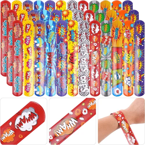 Vista 4 de Kolewo4ever 144 pulseras de héroe con texto con dije heroico, regalos de cumpleaños para suministros de fiesta temática de héroe