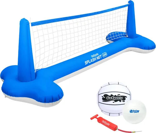 GoSports Splash Net Air, juego inflable de voleibol para piscina, incluye red flotante, pelotas de voleibol de agua y bomba de pelota