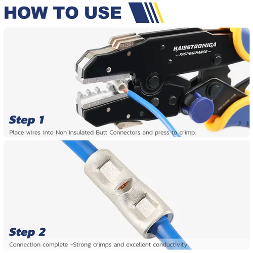 Vista 5 de Haisstronica Kit de conectores a tope no aislados 220pcs conectores a tope para cableado de cobre puro AWG24-8 conector de crimpado de alambre