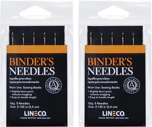 Vista 9 de Lineco Agujas de acero inoxidable para encuadernación de libros, ideal para coser libros y punto ligeramente romo para reducir enganches, longitud