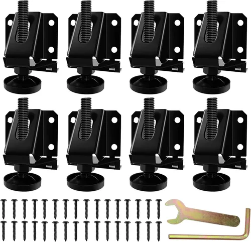 Vista 8 de LOSCHEN 4 patas niveladoras ajustables resistentes para muebles, tuercas hexagonales para bloquear patas de muebles, para mesa, armarios, banco