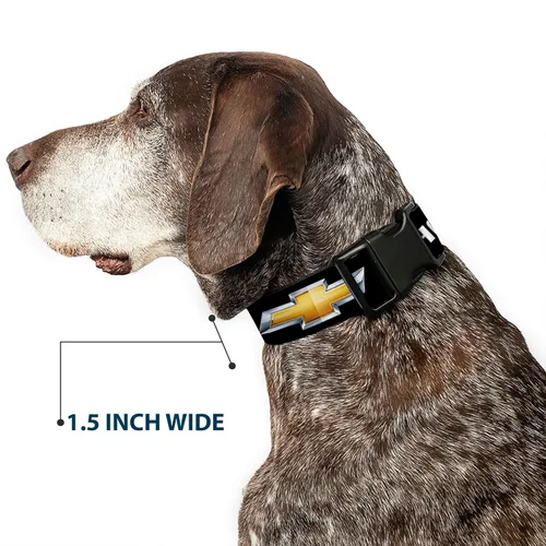 Vista 7 de Buckle-Down Collar de perro Clip de plástico Chevrolet Bowtie Negro Oro Blanco 8 a 12 pulgadas 0.5 pulgadas de ancho, PC-WCH007-NM