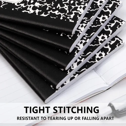 Vista 5 de feela Mini cuaderno de composición, lindo paquete de 30 mini libros de composición a rayas negras a granel, cuadernos de bolsillo pequeño de mármol