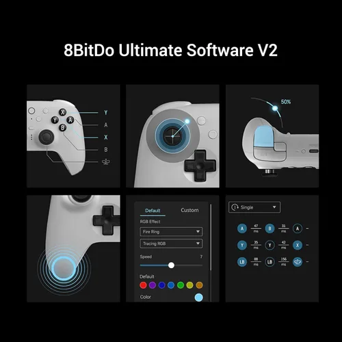 Vista 7 de 8BitDo Ultimate 2 - Controlador Bluetooth para Switch, Switch 2, PC y Windows, Controlador Switch Pro con joysticks TMR, gatillos táctiles/Hall