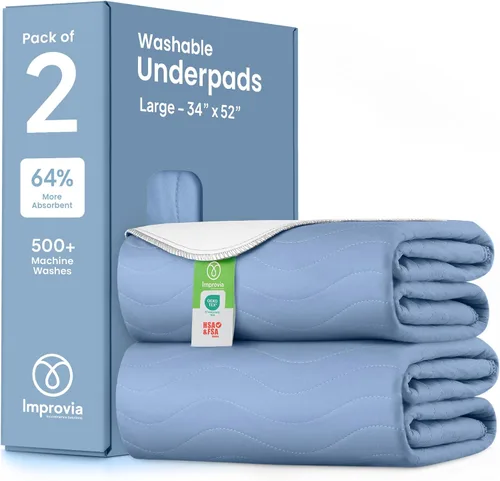 Vista 23 de IMPROVIA® - Almohadillas lavables, 18 x 24 pulgadas (paquete de 4), reutilizables y de gran absorción para incontinencia, impermeables, para niños