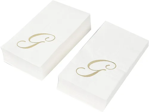 Vista 313 de Efavormart 50 Pack Servilletas de papel para fiestas de 2 capas suaves verde oliva con borde dorado de oro, servilletas para cenas, cócteles