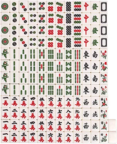 Vista 2 de FixtureDisplays® Juego de mahjong chino auténtico sin código numérico 1.6 "azulejos altos Mah-Jong incluye un espacio en blanco sin caja