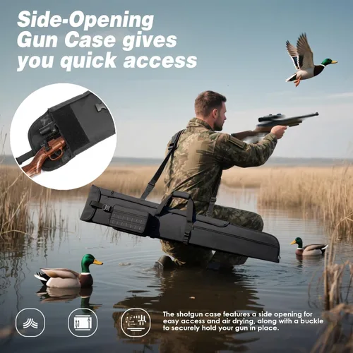 Vista 2 de Funda para Rifle Estuches para Escopeta Suave - Bolsa de Transporte para Armas Acolchada Resistente al Agua para Rifles con Mira con 3 Bolsillos