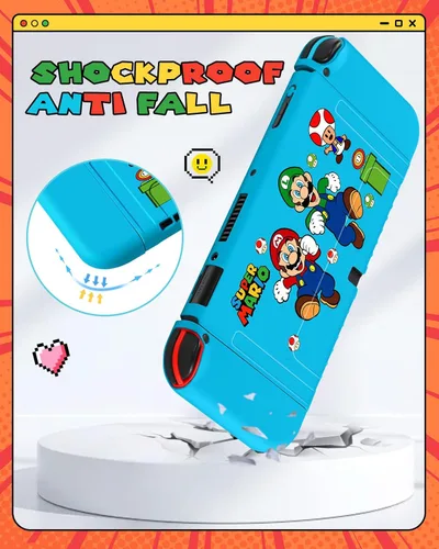 Vista 5 de Xinocy Funda OLED para Nintendo Switch OLED, diseño de anime, diseño de dibujos animados, Kawaii divertida, divertida, suave, delgada, protectora