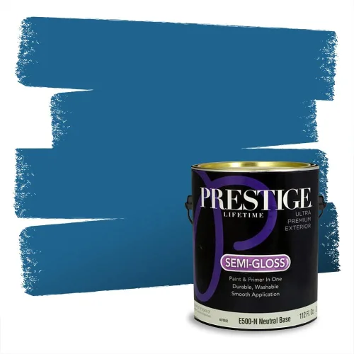 Vista 78 de Prestige Paints - Pintura exterior e imprimación en uno, 1 galón, plano, coincidencia comparable con Behr Misty Isle, P500-N-MQ5-62