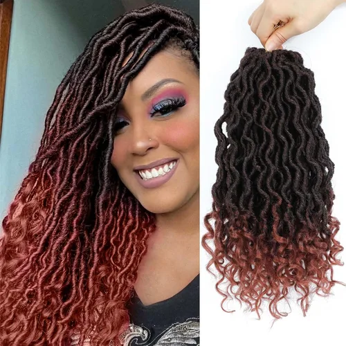 Vista 56 de Rastas de diosa de pelo de ganchillo de 18 pulgadas, 6 paquetes, pelo de ganchillo postizo previamente enrollado, pelo de ganchillo suave