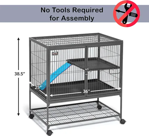 Vista 2 de Jaula para hurón MidWest Homes for Pets, modelo Deluxe Ferret Nation, Nación Hurón, Platino/Gris