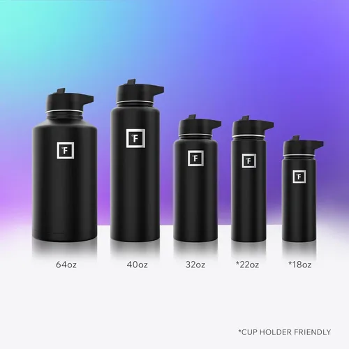 Vista 6 de IRON °FLASK Frasco de Hidratación para Acampar y Senderismo con Pajita, Botella de Agua Deportiva de Acero Inoxidable Aislada de Boca Ancha - 40 oz