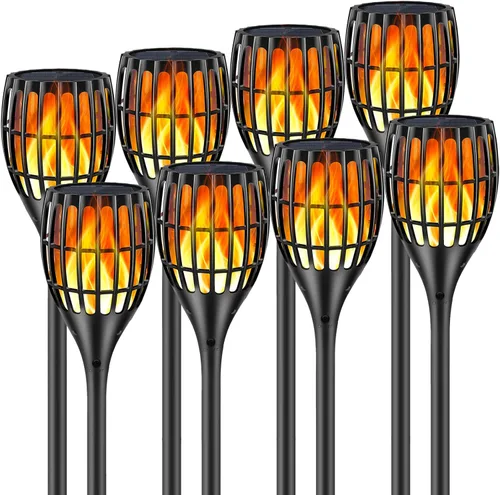 Vista 9 de Luces de Antorcha Solares, Luces de Antorchas de Llamas Parpadeantes Impermeables de 43", Focos Solares para Exteriores Decoración de Paisaje