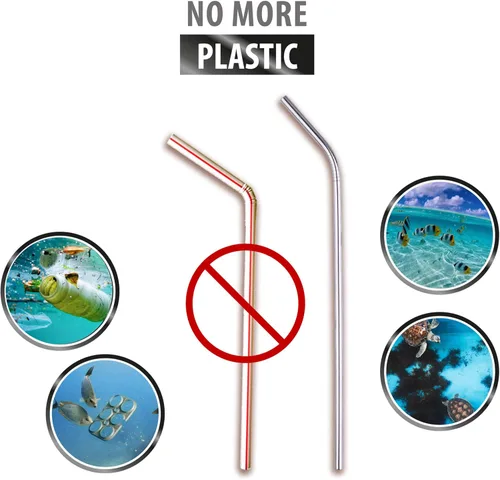 Vista 7 de Pajitas reutilizables de acero inoxidable con estuche de madera, paquete de 6, pajitas ecológicas de viaje de 8.5 pulgadas, reutilizables