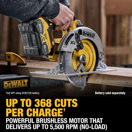 Vista 9 de DEWALT Sierra circular inalámbrica sin escobillas de 20 V MAX XR de 7-1/4 pulgadas, solo herramienta (DCS590B)