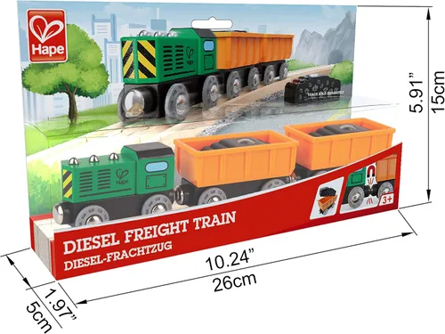 Vista 5 de Hape Tren de carga diesel ferroviario, L: 9.8, W: 1.4, H: 1.9 pulgadas