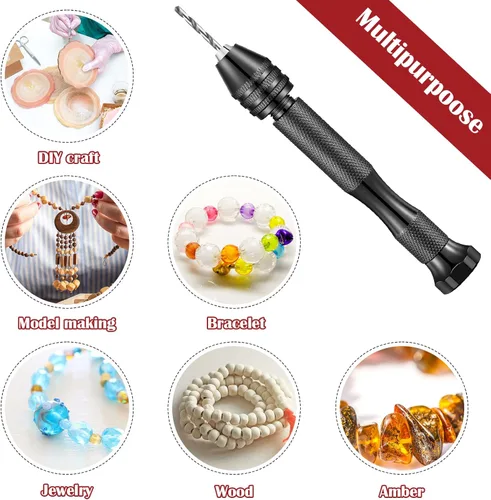 Vista 5 de Vinsot 95 brocas de micro mano, tornillo de banco de 1 pin y 94 piezas de micro giro y PCB mini brocas para resina polimérica arcilla artesanal