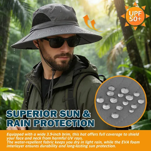 Vista 7 de EINSKEY Sombrero de sol unisex clásico Sombrero de sol de cobertura completa con solapa para el cuello