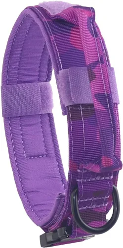 Vista 9 de Collar táctico para perro con hebilla de metal resistente y asa de control para entrenamiento de perros medianos y grandes (azul brillante, mediano)