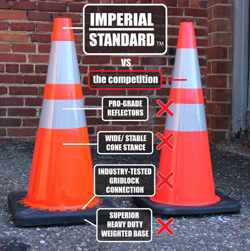 Vista 3 de Conos de tráfico - Conos de seguridad - Conos naranjas de 18 pulgadas con 2 collares reflectantes - Conos de construcción - Conos de carretera