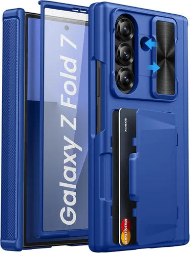 Vista 20 de Funda para Samsung Galaxy Z Fold 7 con Portarjetas, Integrado y Protector de Pantalla y Protección de Bisagra y Cubierta Deslizante para Cámara