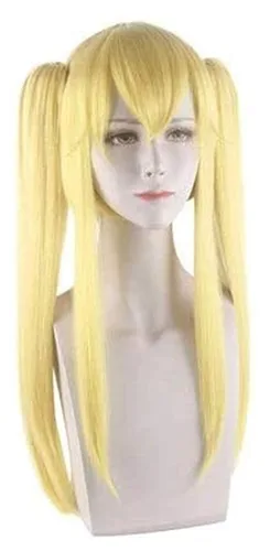 Vista 3 de Peluca de cosplay de anime Kakegurui Meari Saotome Tiger Clip doble cola de caballo grueso pelo falso LCNING