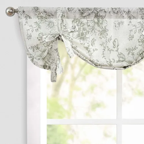 Vista 12 de jinchan Cenefa con estampado floral para ventanas de 36 pulgadas de largo, cenefas de cocina de lino para filtrar la luz campestre, tratamiento