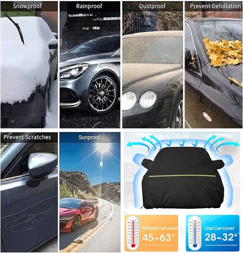 Vista 6 de Funda para coche compatible con DS DS3 DS4 DS5 DS7 para todo tipo de clima, con reflectante nocturno, impermeable, antinieve, resistente a