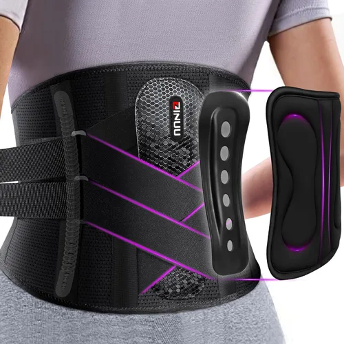 Vista 12 de Soporte de espalda para aliviar el dolor de espalda baja con sistema de polea, soporte lumbar potente 7 veces con almohadilla 3D, cinturón