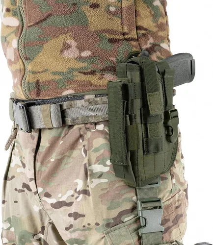 Vista 5 de Funda táctica Molle para cinturón de pistola, fundas universales ajustables con bolsillo para revistas para S&W M&P Shield M1911 Glock 17 26 42