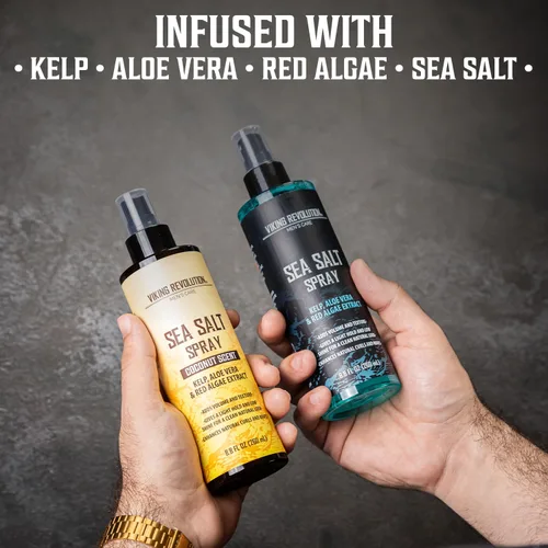 Vista 2 de Viking Revolution Spray de Sal Marina para Cabello de Hombres – Spray Texturizante para Cabello con Kelp, Aloe Vera y Extracto de Algas Rojas