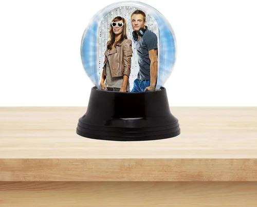 Vista 4 de Neil Enterprises Inc. Bola de nieve grande con luz LED para fotos y base negra