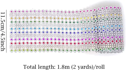Vista 2 de Honbay Rollo de cinta de malla de diamantes de imitación con forma de flor brillante de 4.5 pulgadas x 2 yardas para bodas, cumpleaños, baby shower