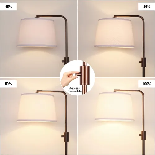 Vista 3 de Nintiue [Actualizada] Lámpara de pie regulable, bombilla LED Edison de 1000 lúmenes incluida, lámpara de pie moderna de arco alto marrón para sala