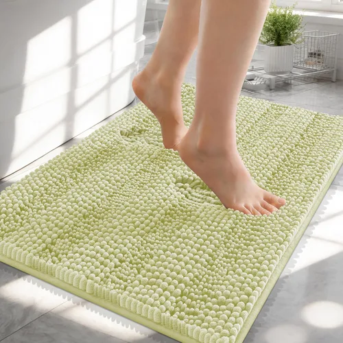 Vista 367 de OLANLY Alfombras de Baño Gruesas de 47 x 20 pulgadas, Extra Suaves Absorbentes de Chenilla a Rayas, Respaldo de Goma, Lavables y Secables a Máquina