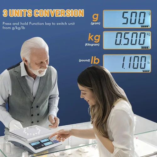 Vista 3 de Bonvoisin Báscula digital industrial para piezas y monedas (10kg/22lb, 0.00 oz) - Báscula electrónica de conteo de inventario