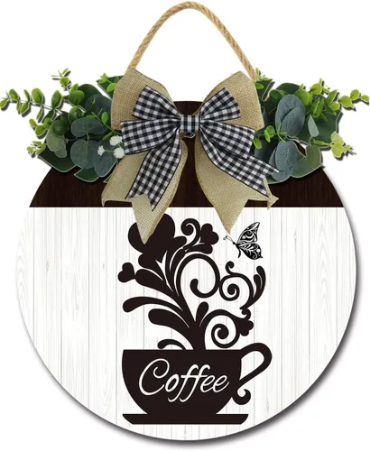 Vista 12 de Ok But Coffee First Bar - Letrero decorativo rústico de madera, redondo, retro, para amante, hogar, oficina, cocina, pared, 11 pulgadas