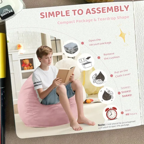 Vista 35 de Puf de 5 pies, puf grande con relleno de espuma viscoelástica, sofá puff esponjoso con funda de terciopelo holandés, puf redondo para sala de estar