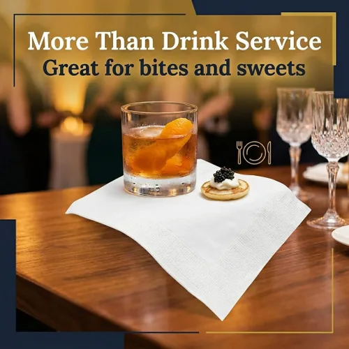Vista 8 de Servilletas desechables blancas para bebidas – 500 servilletas de cóctel, servilletas de papel absorbentes, a granel para fiestas, bares, catering