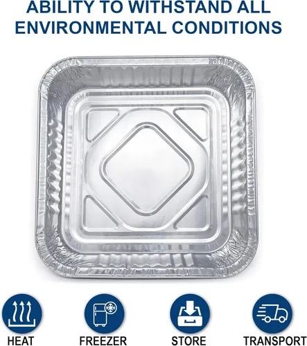 Vista 4 de Paquete de 35 moldes cuadrados de 8 x 8 pulgadas para hornear pasteles con tapas de cúpula de plástico, bandejas de papel de aluminio desechables