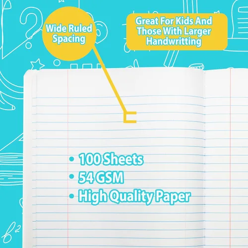 Vista 7 de ENVO Cuadernos de composición, Cuaderno de composición de rayas anchas, Cuaderno de composición con cubiertas de mármol negro, 100 hojas, Paquete