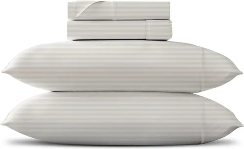 Vista 13 de TEXAS LINEN CO. - Juego de sábanas de tamaño Twin de 100% algodón egipcio, pack de 2 - Sábanas de lujo de 600 hilos de algodón egipcio tamaño Twin