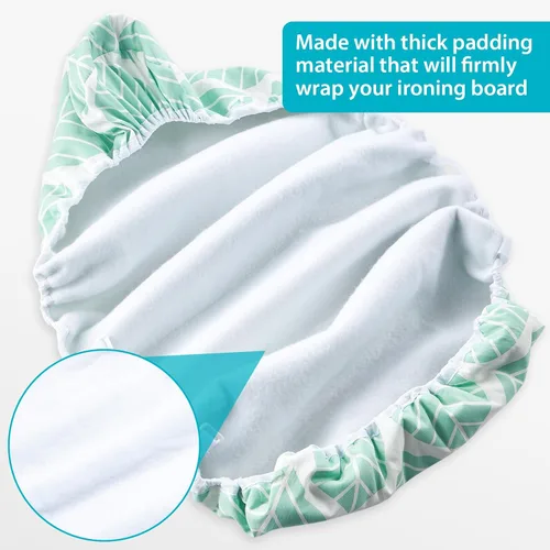 Vista 5 de Funda para tabla de planchar de 18 x 54 pulgadas, reflectante al calor con cierres de velcro, acolchado grueso con bordes elásticos, 3 capas