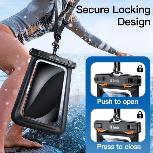 Vista 6 de JETech Bolsa impermeable para teléfono, paquete de 2 fundas a prueba de agua para iPhone 17e 17 16e 16 15 14 Air Pro Max Plus, Galaxy S26 S25 Ultra