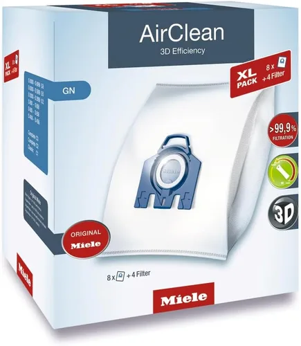 Bolsas de aspiradora Miele Original AirClean 3D Efficiency GN para Miele Complete C2/C3, Classic C1, y modelos S8/S5/S2, filtros más del 99.9% del